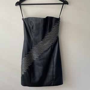 Dsquared authentic mini tube leather embellished dress in black. Size 38 It. NWT